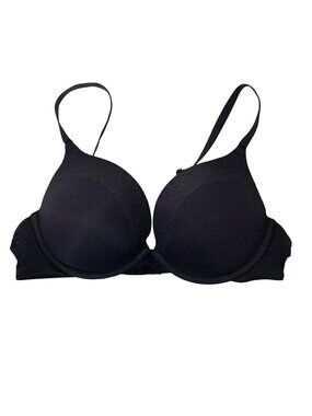 Lily of France 2175300 Smooth and Sleek Push Up Bra 36A Black Underwire